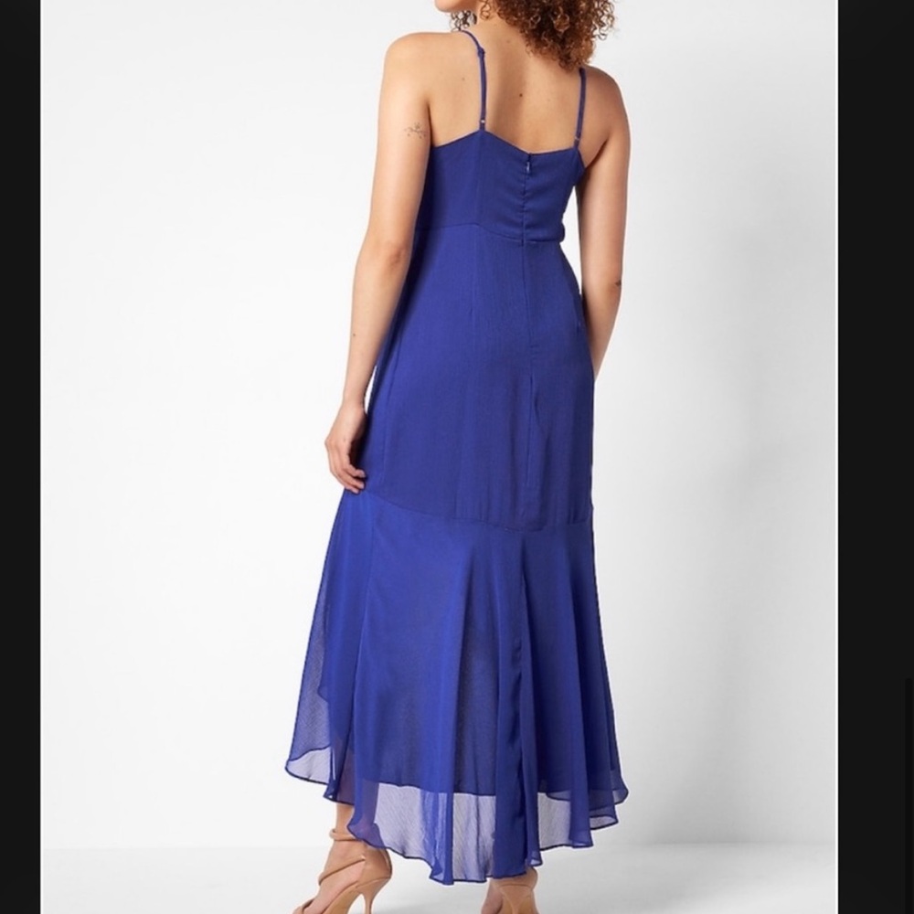 Express faux wrap high-low royal blue dress